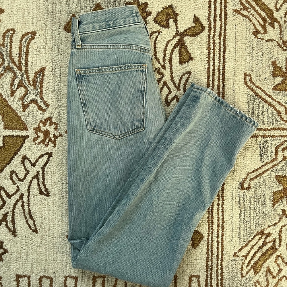 Agolde Light to Medium Wash 90s High Rise Straight Leg Jeans - Picture 6 of 8